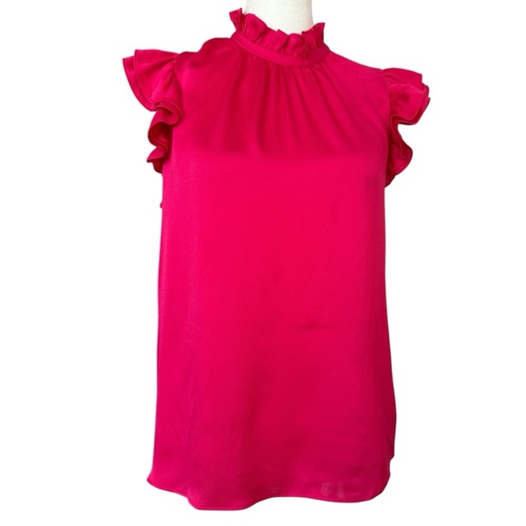 Express Hot Pink Ruffled Blouse XS 100% Polyester - Picture 1 of 4